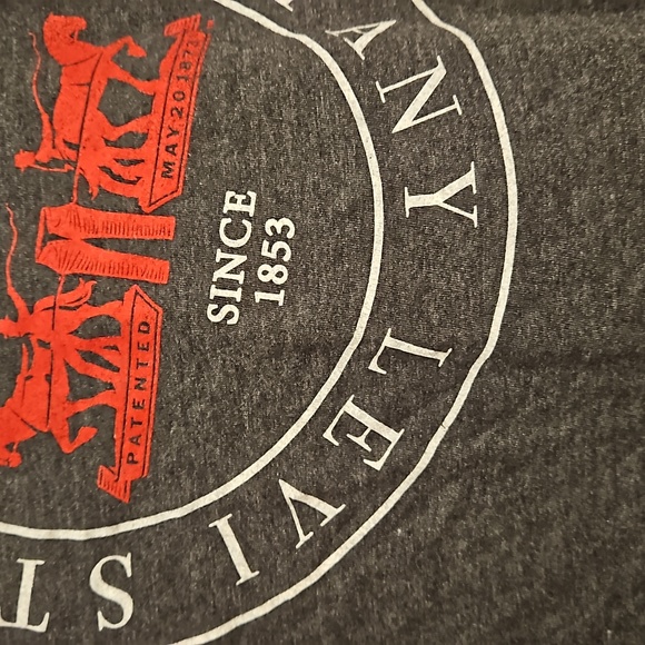 LEVI brand logo long sleeve gray graphic tee Large promo authentic original - Picture 7 of 7